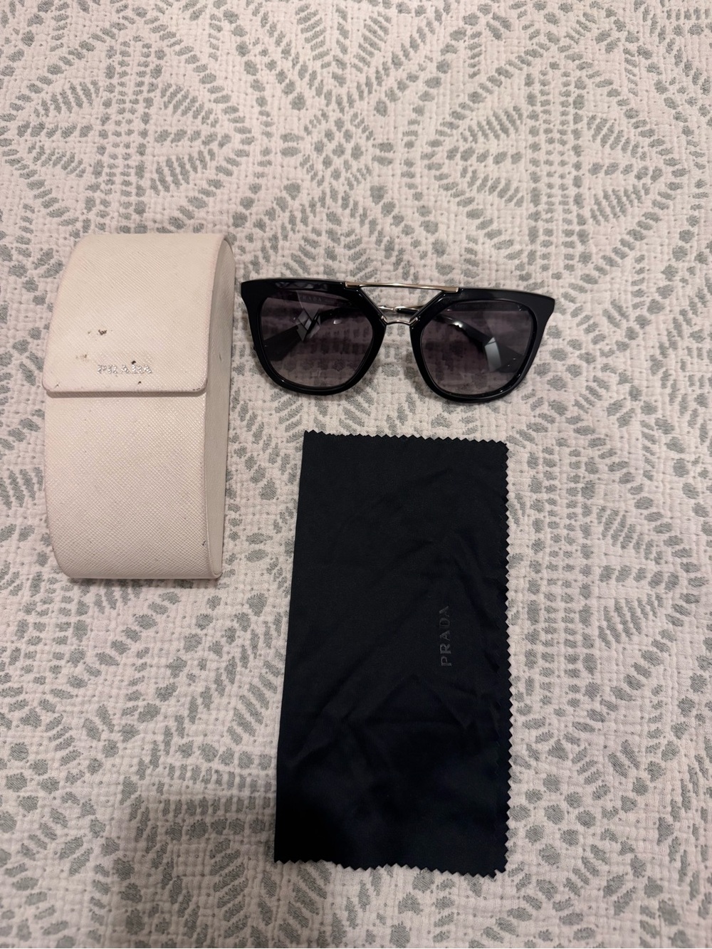 Prada Black Sunglasses with Gold Double Bridge - Picture 4 of 4